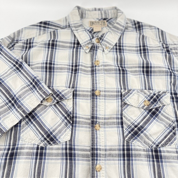 Duluth Trading Co Other - Duluth Trading Co Men 2XLT Blue White Plaid Cotton SS Button Down Shirt 51710